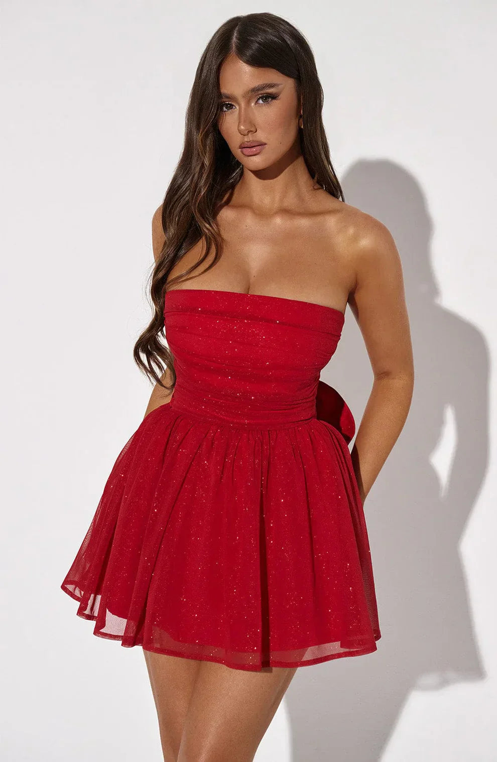 CLEREVE Bow Back Mini Dress
