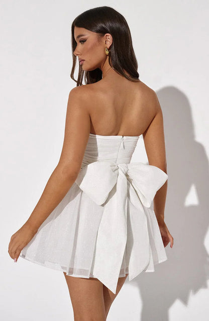 CLEREVE Bow Back Mini Dress