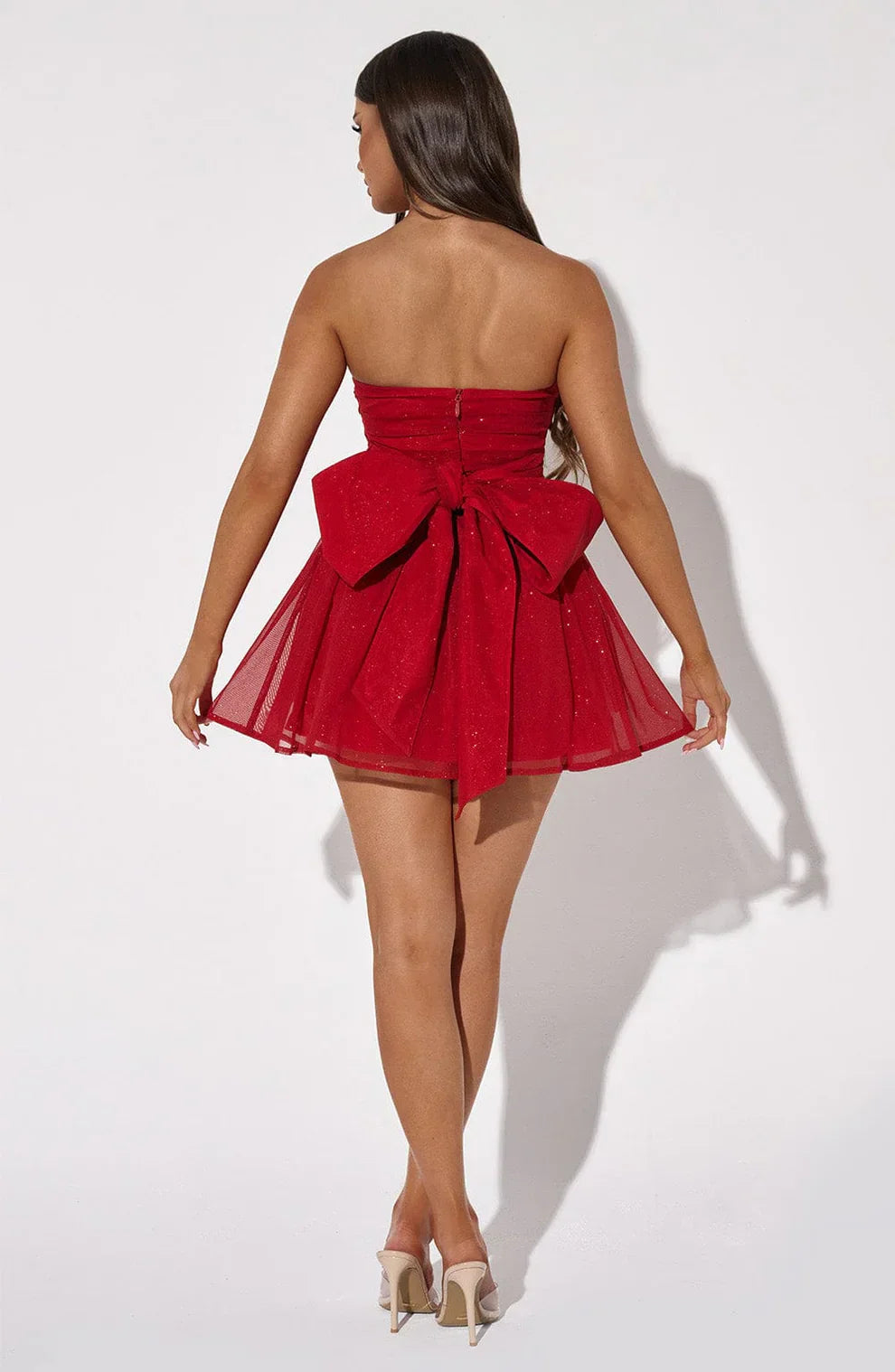 CLEREVE Bow Back Mini Dress