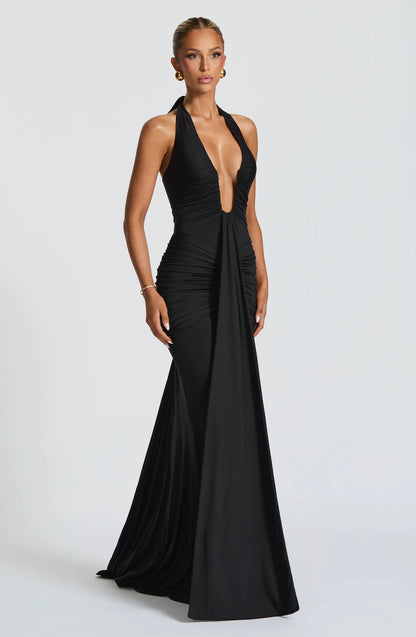 CLEREVE Draped Jersey Maxi Dress