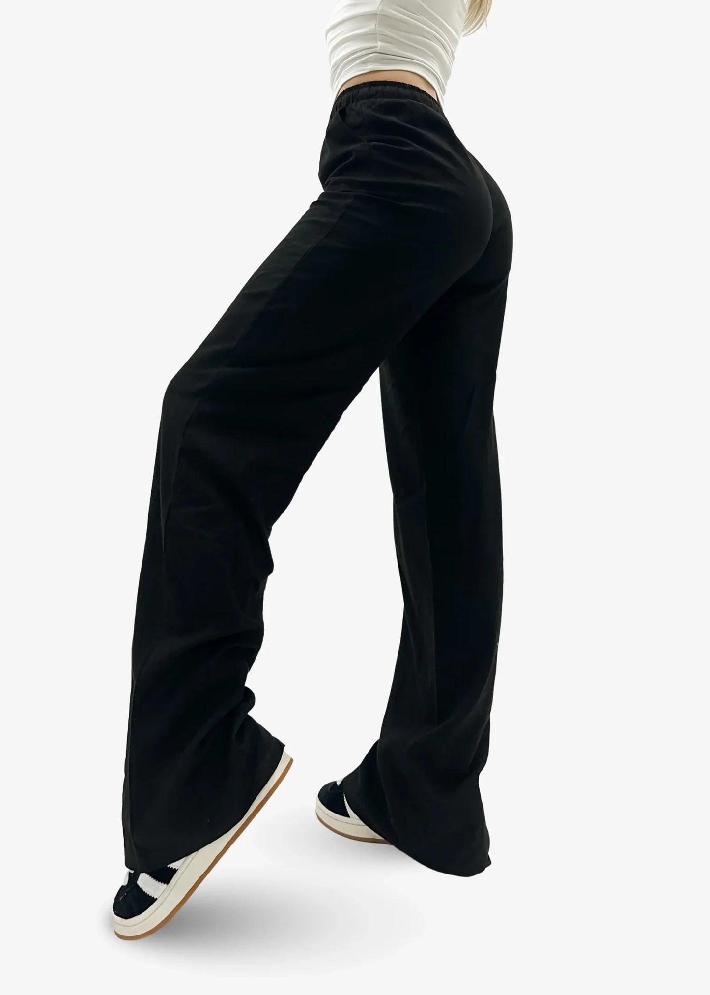 Low Waist Linen Pants Black