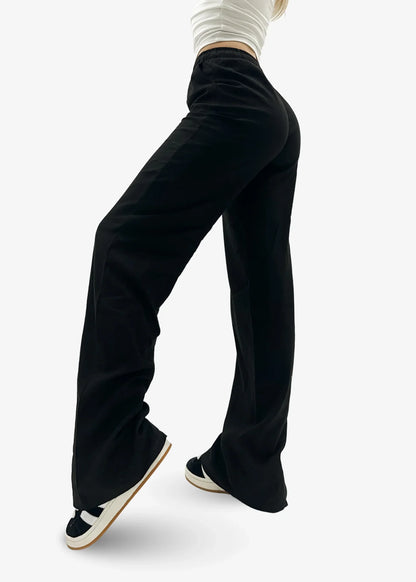 Low Waist Linen Pants Black