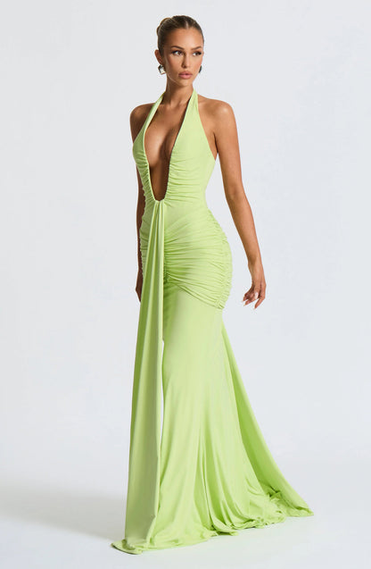 CLEREVE Draped Jersey Maxi Dress