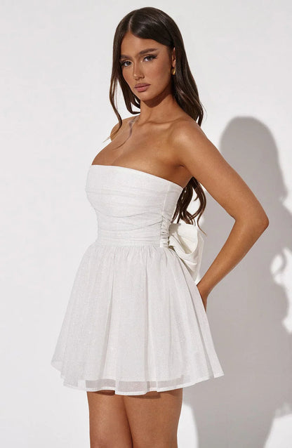 CLEREVE Bow Back Mini Dress