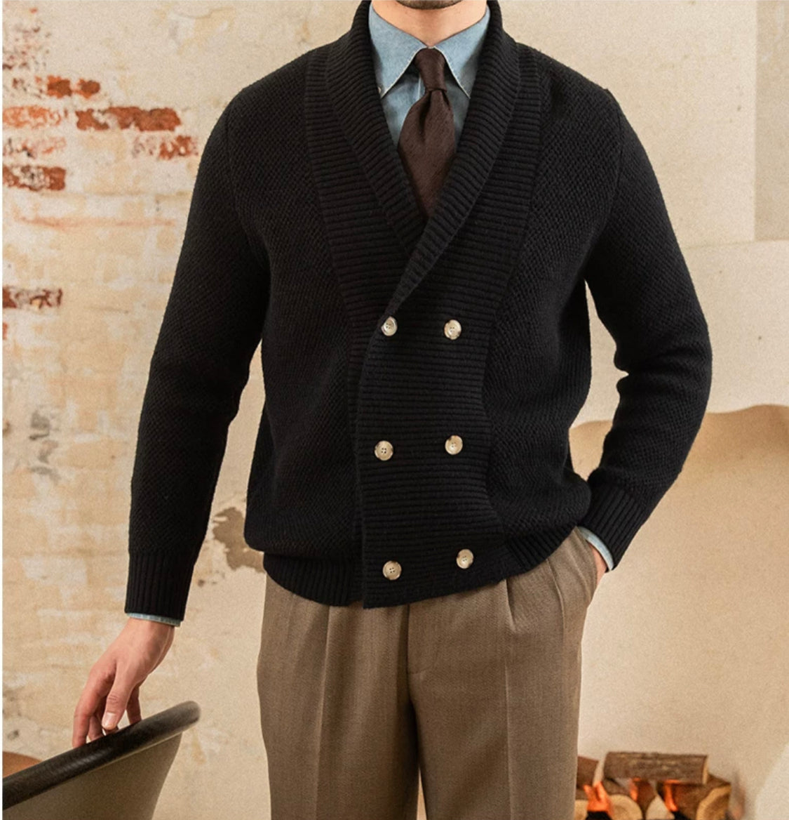 Buttoned Knit Sweater