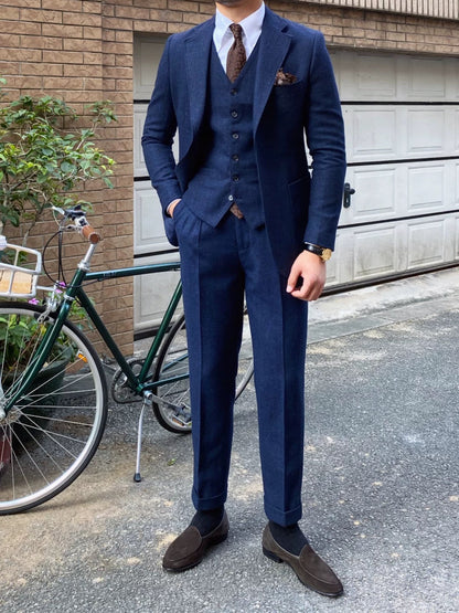 CLEREVE Sheep’s Wool Herringbone Suit