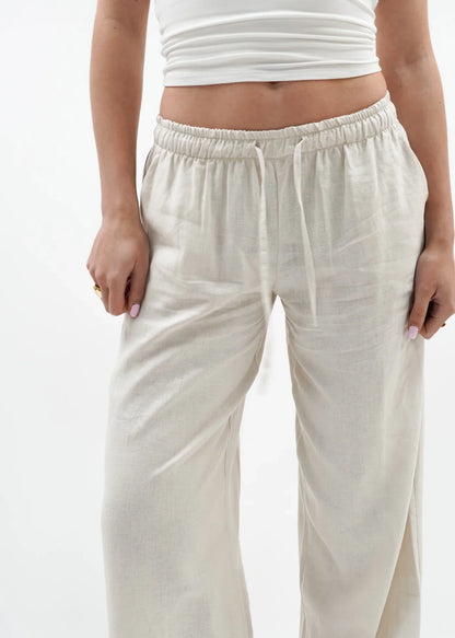 Low waist linen pants beige