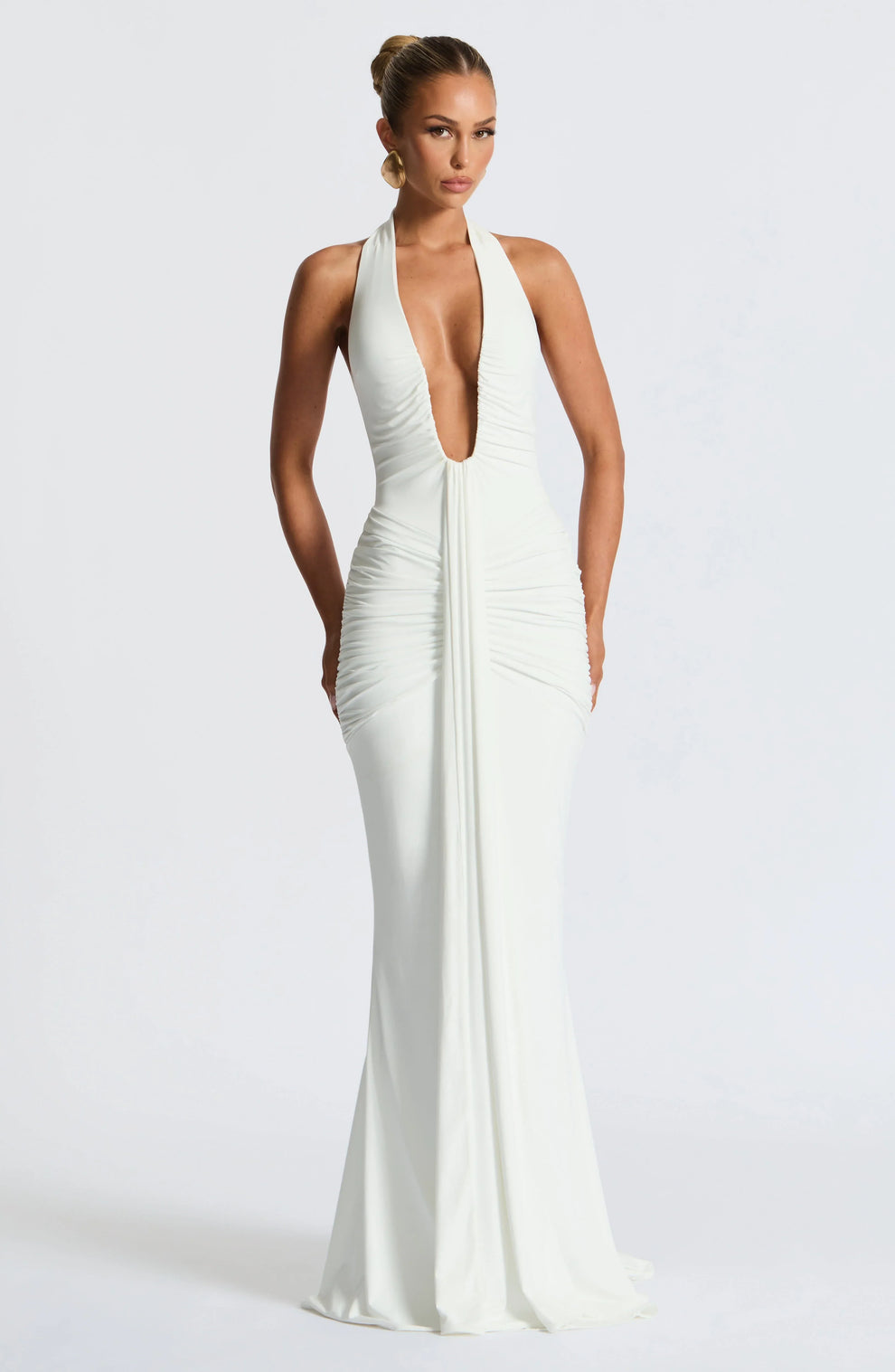 CLEREVE Draped Jersey Maxi Dress