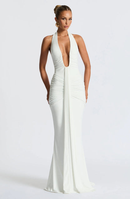 CLEREVE Draped Jersey Maxi Dress