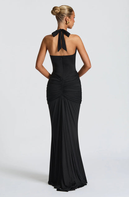 CLEREVE Draped Jersey Maxi Dress