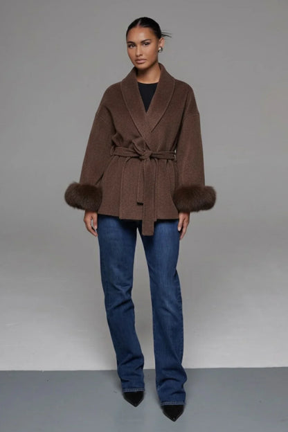 Kate - Premium Mantel Mit Echtfell