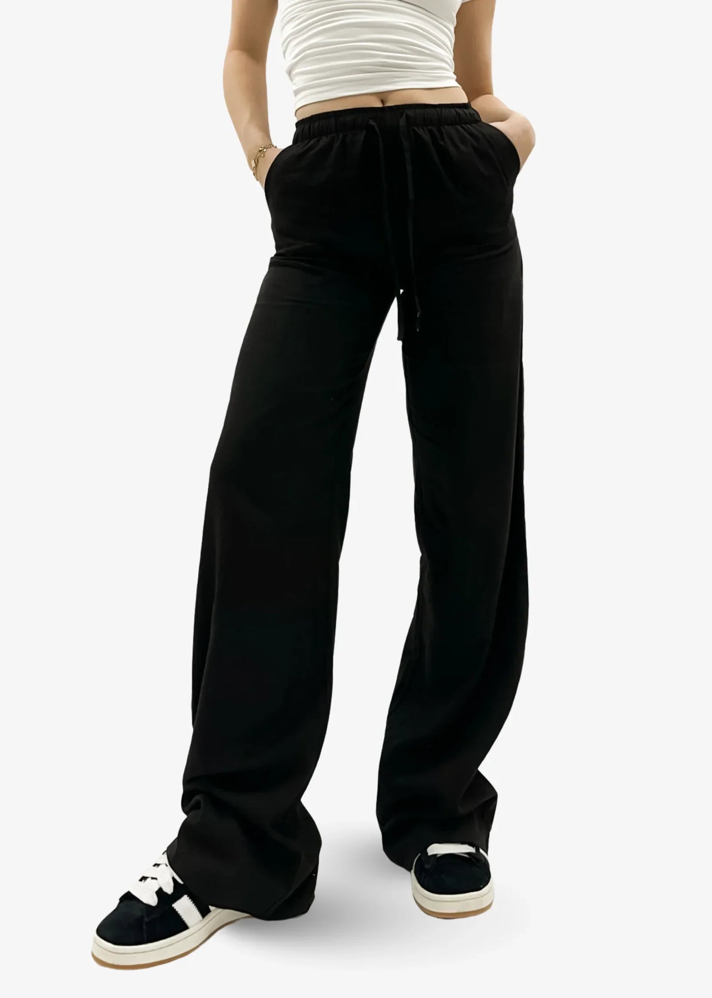 Low Waist Linen Pants Black