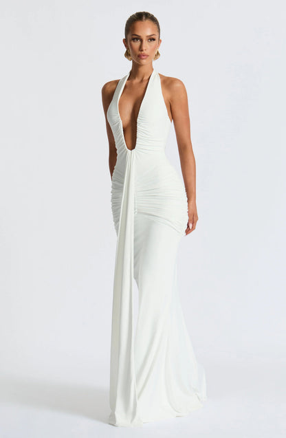 CLEREVE Draped Jersey Maxi Dress