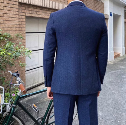 CLEREVE Sheep’s Wool Herringbone Suit