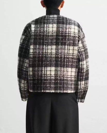 V Neck Flannel Jacket