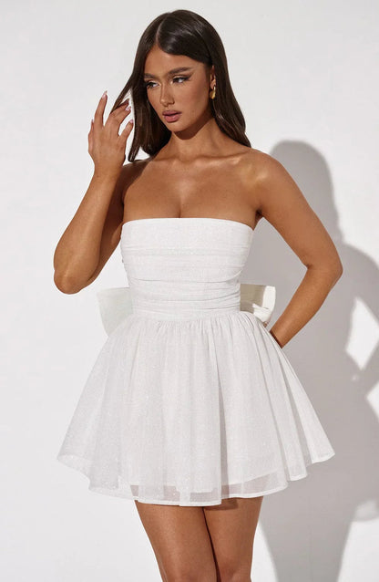 CLEREVE Bow Back Mini Dress