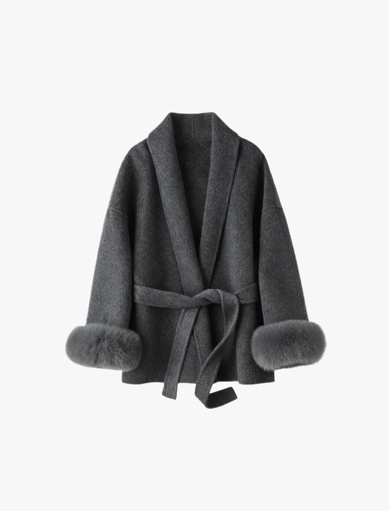 Kate - Premium Mantel Mit Echtfell
